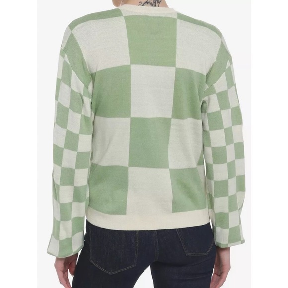 SOLD🛑Thorn Fable Cottagecore Whimsy Embroidered Patch Checkered Oversized Cardi - Picture 4 of 11